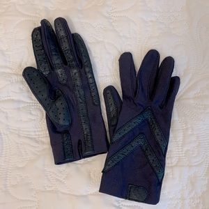 Vintage Driving Gloves Leather and Nylon | Purple